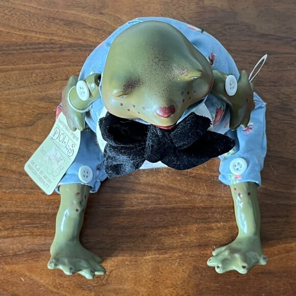 Vintage Department 56 Shelf Sitter Frog Doll by Marylisa Chesnutt Fabric Ceramic - Picture 10 of 14